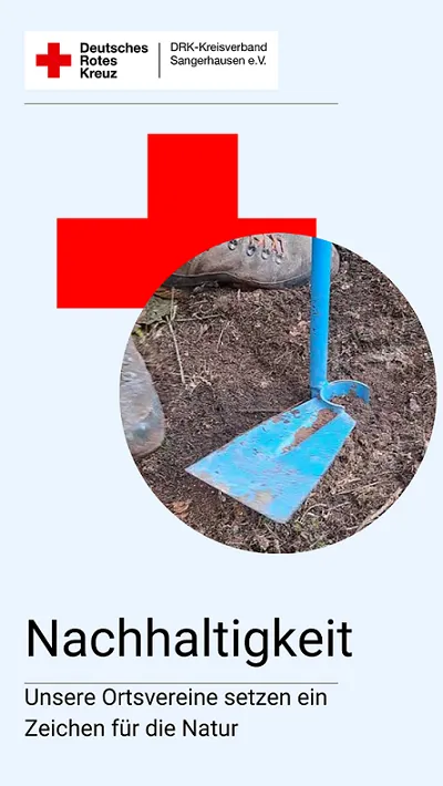 zu Instagram Ein blauer Spaten über erde